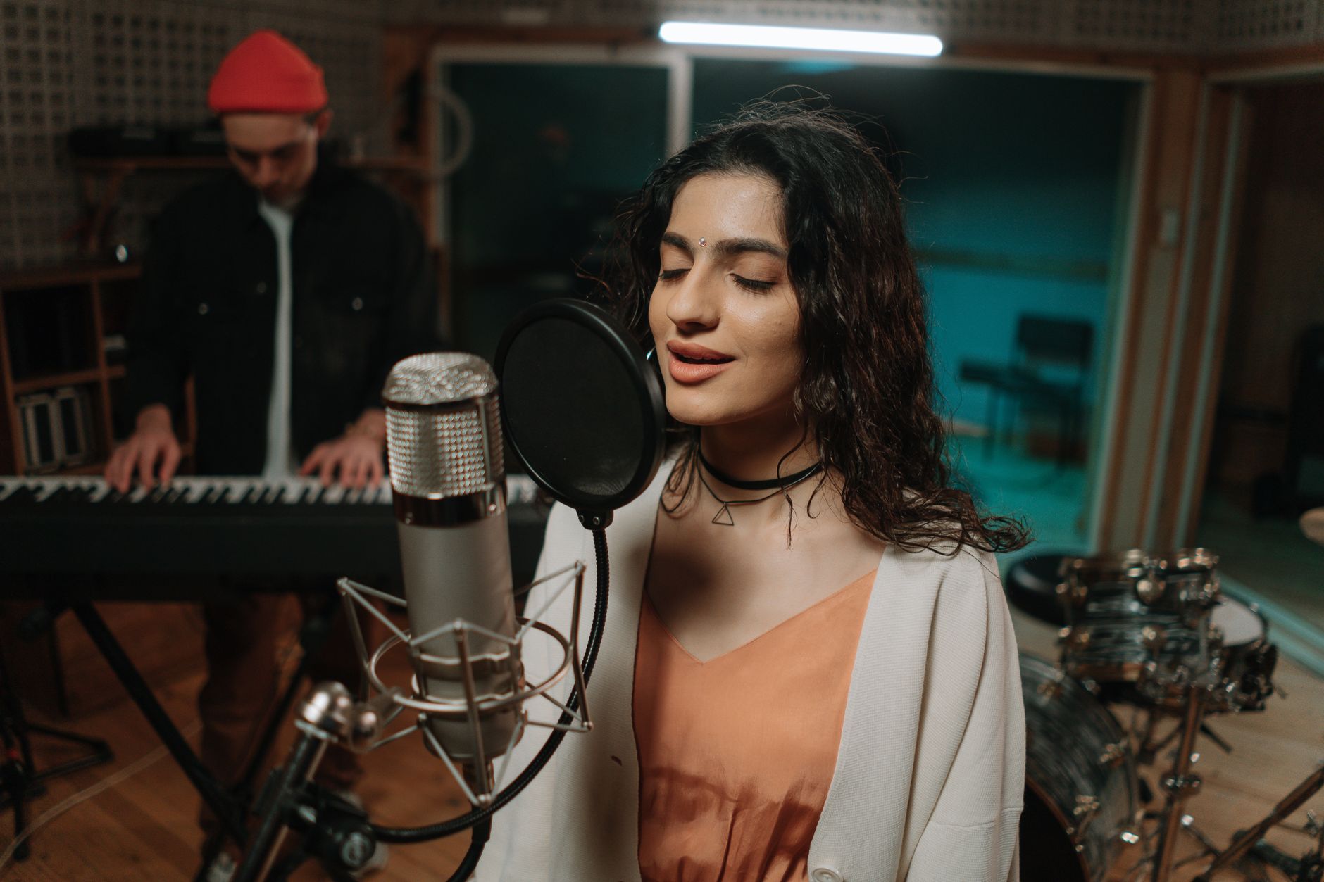 Young people in a music studio